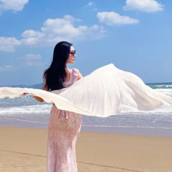 Écharpe de voyage d'été en imitation coton et lin, châle haut de gamme pour femme, idéal pour la plage et le désert