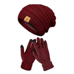 Ensemble de gants et de chapeaux chauds pour hommes et femmes, bonnet en peluche coupe-vent, bonnet doux pour la protection des oreilles, mitaines d'hiver, cadeau, 2 pièces par ensemble