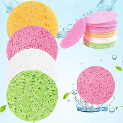 Cotton Compress Face Wash Puff Natural Wood Pulp Sponge Foaming Face Puff Cosmetic Face Cleansing Sponge Facial Washing Sponge