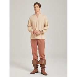Set Retrò Vintage Medievale Rinascimento Pantaloni Abiti Camicia Lunghe Pirata Vichingo Abbinare con cotone e lino Costume Per uomo Vichingo Costumi da pirata Halloween Carnevale Performance LARP