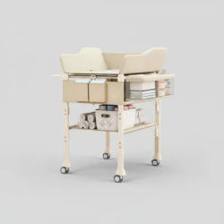 Baby Bath Changing Table Combo 2 in 1 Height Adjustable Baby Care Table Rolling Changing Station Small Space Friendly