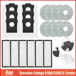 Accessories Fit For Cecotec Conga X100/X100 X-Treme Robot Vacuum Mop Cloth 4 Layer Filtration System Dust Bag HEPA Filters