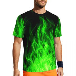 T-Shirt de bug astique à Col Rond pour Homme, Vêtement Cool, Tendance, Flamme Verte, Design Rétro, Y2K, Cadeau, Été