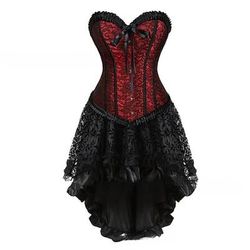 Retrò Vintage Rococò Punk Gotico Corto / Mini Vestito Corsetto Overbust Bustino Pizzo Senza spalline Jacquard Per donna Fantasia Stile Steampunk Halloween Carnevale Mascherata Festa / Sera Balli di