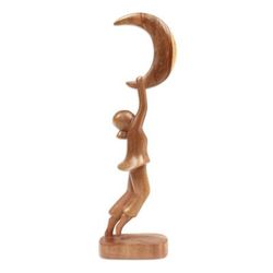 Holding Hope,'Hand Made Hibiscus Wood Moon Sculpture'