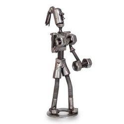 Fit Girl,'Female Weightlifter Eco-Friendly Recycled Metal Sculpture'
