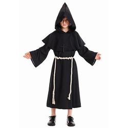 Retrò Vintage Medievale Rinascimento Vestaglia Lunghe Medico della peste Costumi da mago Monaco Costume Ragazzi Halloween Carnevale Fiera Rinascimentale LARP Bambini Cintura Vestaglia