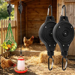 Crochet à poulie rétractable multifonctionnel, support réglable pour mangeoires à volailles, abreuvoirs et plantes de jardin, 1 pièce