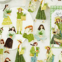 JIANQI 30 pcs Girl character PET Stickers Decorative handmade Scrapbooking Material Diary Album Craft Supplies