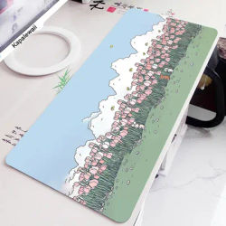 Tapis de souris Tulip Anime, plante verte, sous-marin, art fleuri, polymères de bureau, ordinateur, accessoires de joueur, tapis, tapis de clavier anti-ald, 90x40cm