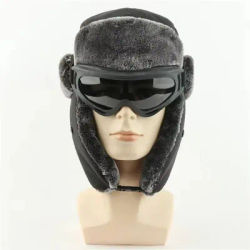 Chapeaux Ushanka militaires de l'armée de Ski de neige avec lunettes, fausse fourrure de lapin, trappeur à oreillettes pour hommes et femmes, bombardier chaud d'hiver imperméable