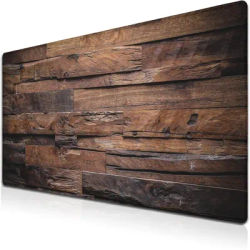 Tapis de bureau vintage en bois foncé – Tapis de souris de jeu étanche XXL avec base antidérapante pour le travail et le bureau