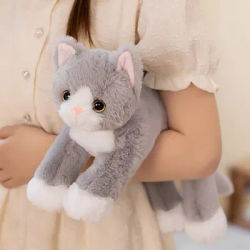 53CM Cute Simulated Cat Doll Plush Toy Stuffed Soft Animal Plush White Gray Kitten Pillow Kids Girls Birthday Gift Pet Toys Deco