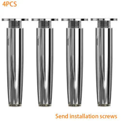 4 Pcs 8-15CM Bright Chrome Adjustable Aluminum Alloy Furniture Legs Cabinet Table And Chair Sofa Leg With Non-Slip Rubber Base