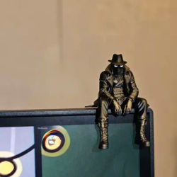 Noir Cloaked Man Sitting Pose Magnet Monitor Topper Figurine Ornament Desktop Decor Pvc Mini Figure Collect Gift