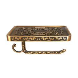 WJNMONE Bathroom Toilet Paper Holders 3M Nail-free Antique Paper Towel Holder WC Paper Roll Holder Phone Wall Shelf for Bath