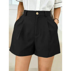 Shorts décontractés pour femmes, pantalons décontractés à taille haute, à jambes larges, en tissu uni, conçus pour un style décontracté