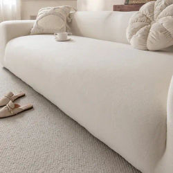 Stretch Sofa Slipcover Solid Color Sofa Couch Cover Soft Non-slip Dustproof Furniture Protector for Living Room Home Decor