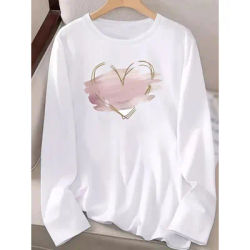 Haut à manches longues pour femme Ashion avec imprimé cœur
