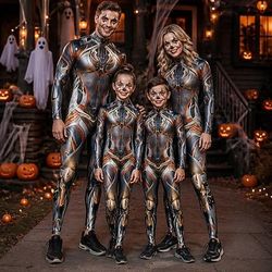 Halloween Tuta intera Body Robot Stampa Cerniera frontale Sinistro Rave futuristico Steampunk Unisex Costume per Club Festival Musicale Festival EDM Halloween Carnevale Bambini Adulti
