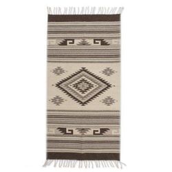 Mythic Sun,'Diamond Sun Handloomed Zapotec Rug 2.5 X5 Mexico'