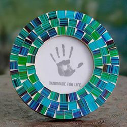 'Aqua-Palette Round Tinted-Glass Photo Frame for 4x4 Photos'