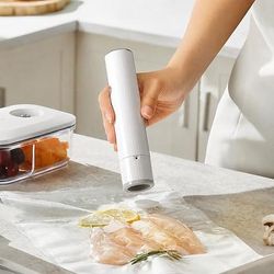 Sigillatrice sottovuoto portatile per la conservazione degli alimenti, mini pompa sottovuoto senza fili one-touch per sacchetti sottovuoto riutilizzabili, a secco conservazione degli alimenti umidi