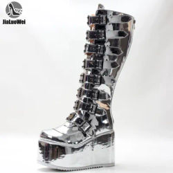 Bottes Gothiques Punk à Semelle Épaisse, Chaussures à Talons Hauts, avec Fermeture Éclair, pour Unisexe