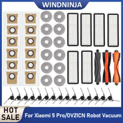 Parts Replacement For Xiaomi 5 Pro/OV21CN Robot Vacuum Main Brush Side Brush Mop Cloths Hepa Filter Dust Bags Accessories