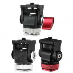 Tête de trépied avec sabot froid, mini support de moniteur, adaptateur de montage, percussion et inclinaison réglables pour flash, microphone, lumière d'appoint