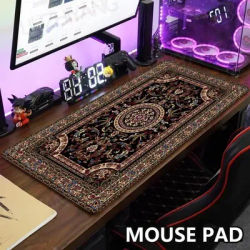 Grand tapis de souris persan rétro en caoutchouc antidérapant, tapis de souris de jeu Durable, bord adapté au bureau et au joueur, longs tapis de bureau