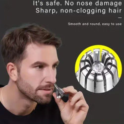 1 tondeuse à nez en acier inoxydable – manuelle, sans piles, lavable, hypoallergénique pour les poils du nez et des oreilles (110 caractères)