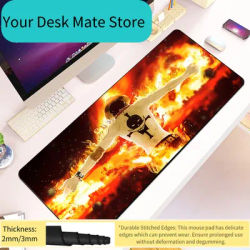 Tapis de souris étendu One Piece Fire Anime, base antidérapante et tapis de bureau de jeu résistant aux taches