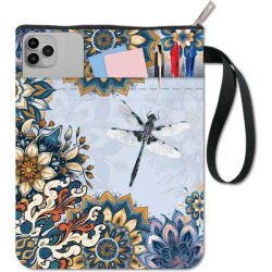 Couverture de livre libellule, pochette de livre Vintage, protection de livre Datura pour livres de poche, couverture de livre en tissu lavable avec fermeture éclair