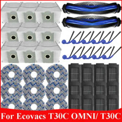 For Ecovacs Deeboot T30C OMNI/ T30C Robot Vacuum Parts Main Side Brush Dust Bags Filter Mop Cloths Accessories