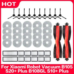 For Xiaomi Robot Vacuum S20+ B108GL / S10+ B105 Spare Parts Hepa Filter Main Roller Side Brush Mop Cloth Accessories