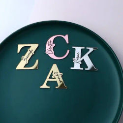 Personalized Initial Letter Name Tags Custom Baptism Party Baby Shower Birthday Label Custom Wedding Party Engraved Decoration