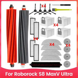 AEE2-For Roborock S8 Maxv Ultra Robot Vacuum Cleaner Main Side Brushes Hepa Filters Mop Cloth Dust Bags Replacement Parts