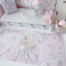 Grand tapis de souris de dessin animé Kawaii, tapis de décoration pour chambre de fille, tapis de Table étanche pour la maison, tapis de souris Costers, papeterie de bureau, napperon rose