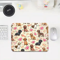 [Tapis de souris Dachshund Flower] 1 tapis de souris Dachshund avec motif de fleurs, tapis de bureau imprimé haute définition, tapis mignon