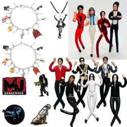 Michael Jackson Charm Bracelet King of Pop Bracelet with Hat Glove Sunglasses BAD ABC Record Coat Pendant Memorial Jewelry Gift