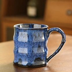 Tazza in ceramica blu cobalto intenso da 473 ml, tazza da caffè blu con smalto reattivo, stoviglie moderne fatte a mano, regalo unico per gli amanti del caffè, ufficio uso domestico