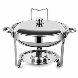 Set di scaldavivande per buffet, 5 litri, confezione da 4, scaldavivande in acciaio inox con 4 vaschette di dimensioni standard, scaldavivande rotondo per catering con coperchio, vaschetta dell'acqua,