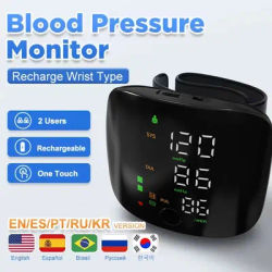 Tensiomètre Rechargeable, 2 utilisateurs, tonomètre médical, tensiomètre de fréquence cardiaque, brassard de poignet, moniteur numérique Irregular BP