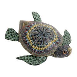 Vibrant Sea Turtle,'Polymer Clay Sea Turtle Sculpture (4.5 Inch) from Bali'