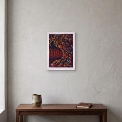 Nature on Fire,'Inspirational Acrylic on Paper Painting of Tree on Fire'