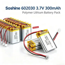 Batterie Li-ion polymère rechargeable 3,7 V 300 mAh 602030 avec connecteur PH2.0 2 broches pour casque Bluetooth, haut-parleur, moniteur