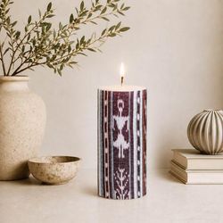 Tikal Light,'Paraffin Pillar Candle with Printed Mayan Tikal Patterns'