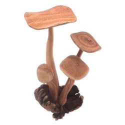 Majestic Mushroom,'Jempinis Wood Mushroom Sculpture from Bali (13.5 in.)'
