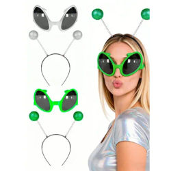 Alien Costume Accessories Set, Novelty Alien Sunglasses + Alien Headband Boppers, Space Theme Party Favors for Halloween Cospla